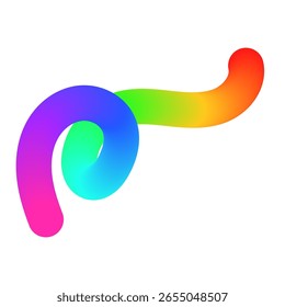 Abstract wavy gradient lines with playful squiggle shapes, colorful ribbon elements, geometric doodle pattern, and fluid 3D design. Flat vector illustration isolated on white background.