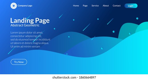 Abstract wavy gradient on modern geometric background with blue gradient colors. Perfectly used for landing pages, websites, banners, posters, events, etc. Vector illustration