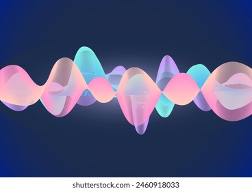Abstract wavy gradient in pastel on dark background. Futuristic digital future concept. Design for background, presentation, banner, backdrop, web, card and etc 
