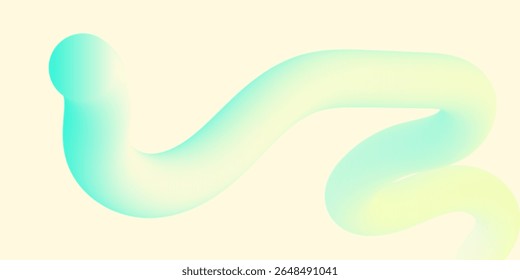 Abstract wavy gradient shape with soft pastel colors, including turquoise, yellow, and white, creating a smooth 3D ribbon effect. EPS 10a