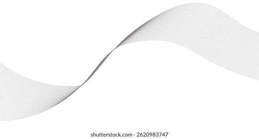 Abstract wavy gray blend liens stream element for design on white background. Vector illustration, Wavy stylized lines created using blend tool.	