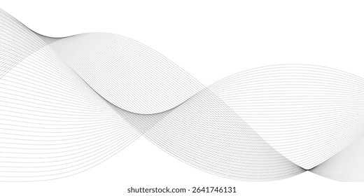Abstract wavy gray blend liens design on white background. Digital frequency track equalizer. Vector illustration, Wavy stylized it make using blend tool.	