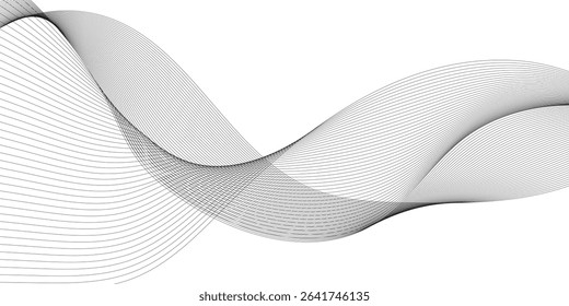 Abstract wavy gray blend liens design on white background. Digital frequency track equalizer. Vector illustration, Wavy stylized it make using blend tool.	