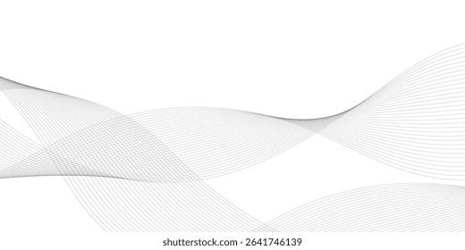 Abstract wavy gray blend liens design on white background. Digital frequency track equalizer. Vector illustration, Wavy stylized it make using blend tool.	