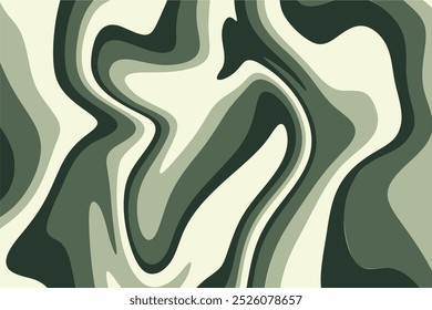 Abstract wavy green army background with smooth gradient curves, featuring fluid waves in various shades. Perfect for modern designs, adding a calm and flowing visual effect.