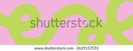 Abstract wavy green line on soft pink background. Hand drawn minimalist pastel pattern for horizontal poster, header, brochure cover, social media template