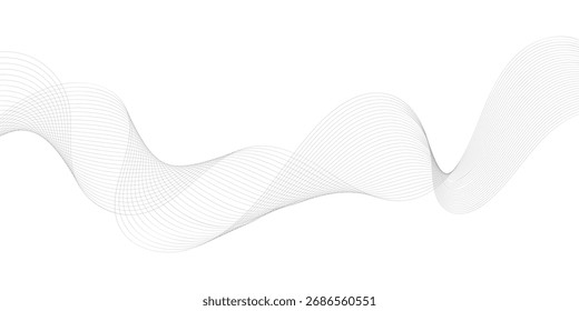 Fondo de líneas de tecnología de mezcla gris ondulado Abstractas.  Líneas de onda de sonido de frecuencia Abstractas y líneas de curva trenzada de fondo EPS 10.