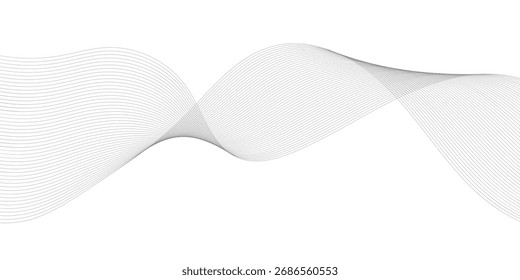 Fondo de líneas de tecnología de mezcla gris ondulado Abstractas.  Líneas de onda de sonido de frecuencia Abstractas y líneas de curva trenzada de fondo EPS 10.