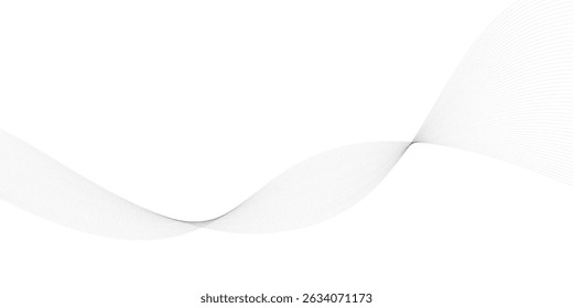 Abstract wavy grey stream element for design on transparent background isolated. frequency sound wave lines, technology, data science, business wave line background. Vector illustration.	