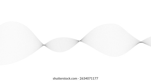 Abstract wavy grey stream element for design on transparent background isolated. frequency sound wave lines, technology, data science, business wave line background. Vector illustration.	