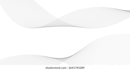 Abstract wavy grey stream element for design on transparent background isolated. frequency sound wave lines, technology, data science, business wave line background. Vector illustration.	