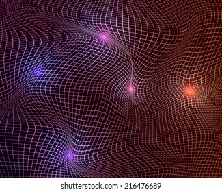 Abstract wavy grid background. Vector illustration.