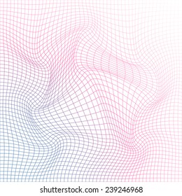 Abstract wavy grid background. Vector illustration.