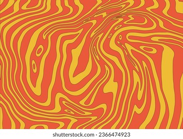 Abstract wavy groovy background. Trendy swirl vector contour illustration in retro style 60s, 70s. Colorful psychedelic optical illusion.