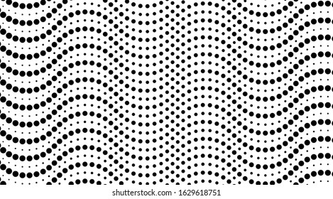 Abstract wavy halftone dots background vector design.