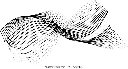 Padrão de pontos de fluxo de meio-tom ondulado abstrato para plano de fundo gradiente.
Linhas abstratas de tecnologia . Linha de onda curva trançada