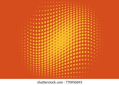  Abstract wavy halftone pattern. Comic background. Dotted backdrop with circles, dots, point large scale. Design element for web banners, posters, cards, wallpapers, sites. Yellow, orange color