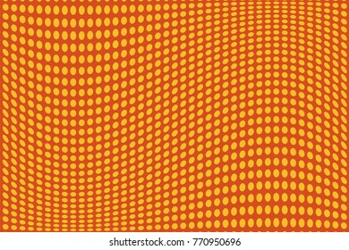  Abstract wavy halftone pattern. Comic background. Dotted backdrop with circles, dots, point large scale. Design element for web banners, posters, cards, wallpapers, sites. Yellow, orange color
