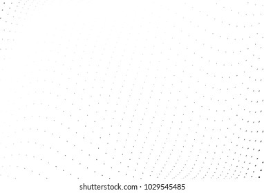 Abstract wavy halftone pattern. Futuristic panel. Grunge dotted backdrop with circles, dots, point. Design element for web banners, posters, cards, wallpapers, sites. Black and white color