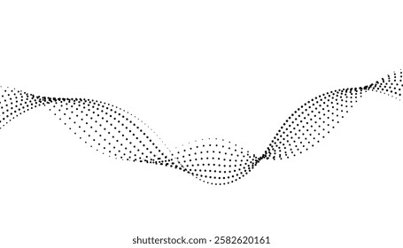 Abstract wavy halftone small dots background. Modern card or poster with dotted wave.