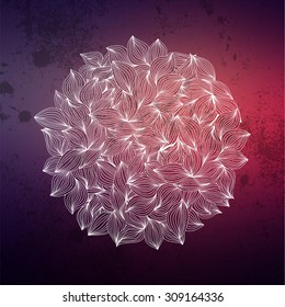 Abstract wavy hand-drawn object. Circle background. Template for design and decoration.