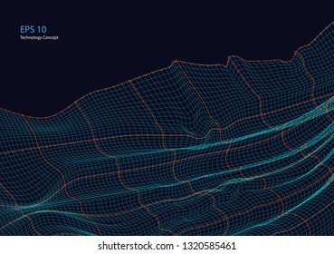 Abstract wavy hexagon technology background