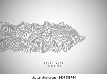 Abstract wavy horizontal volume convex lines, dark winding, relief wave. Band. Vector illustration template with the ability to overlay isolated on a light background.