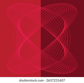Abstract Wavy Intertwined Lines in Red Tones intertwined