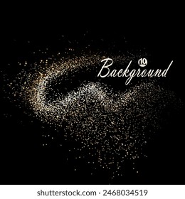 Abstract wavy isolated frame with golden glitter, design component.