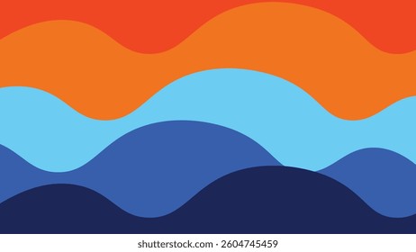 Abstract Wavy Layered Background in Warm and Cool Tones