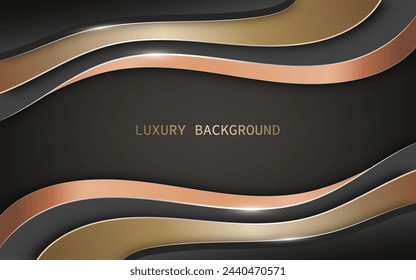 Abstract wavy layers of black and gold background 