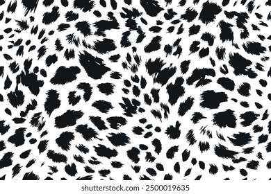 Abstract Wavy Leopard Print, Black and White Seamless Pattern  Seamless Leopard Pattern with Abstract Black Spots on White Background for Fashion and Design"