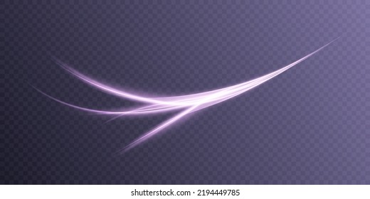 Abstract wavy light line on a transparent background. Dynamic bright light effect. vector png	
