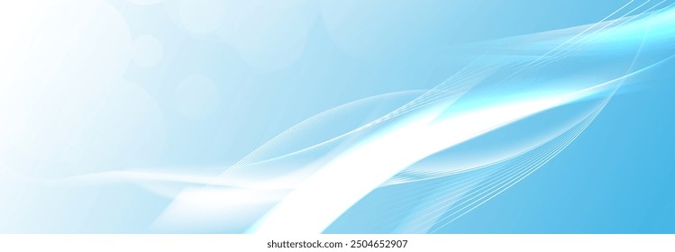 Abstract wavy lights tech on blue background. Futuristic digital technology concept. Vector illustration