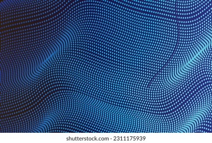 Abstract wavy line art with dot or bubble, in neon pink blue color combination, modern day technology background with doted line art for your design, vector art illustration