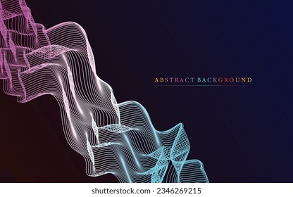 Abstract wavy line art on a gradient background, modern day technology background element, can be use for presentation, advertisement, corporate wallpaper, cover page, coloring book page, vector art