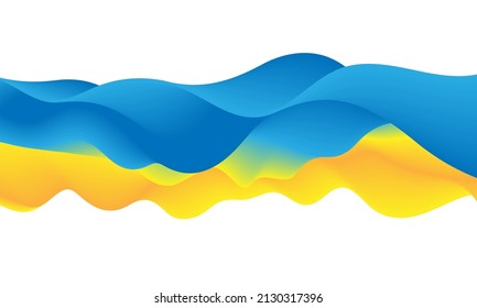 Abstract wavy line background. Blue and yellow dynamic wave 