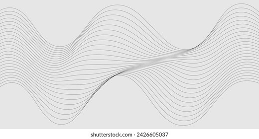 Abstrakter Wellenlinienhintergrund, dynamische Schallwelle, Wellenmuster, stilvolle Linienkunst und Wellenwirbel-Bannerhintergrund