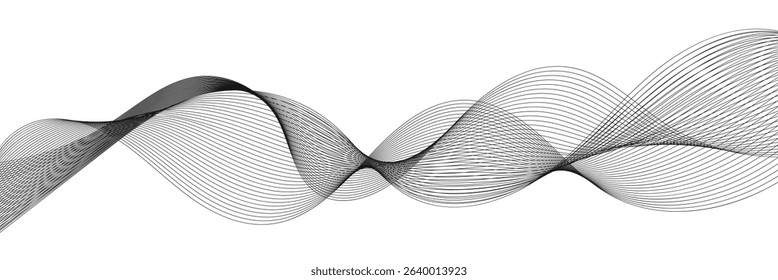 Abstract wavy line background. Dynamic sound wave. Frequency Sound Wave, Twisted Curve Lines with Blend Effect. Vector illustration