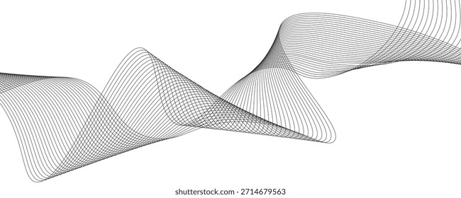 Abstract wavy line background, dynamic sound wave, wavy pattern. Dynamic sound wave. Wave Swirl, frequency sound wave, twisted curve lines with blend effect. Vector illustration