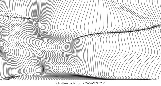 Fondo de línea ondulada Abstractas: rejilla de Vector distorsionada mínima