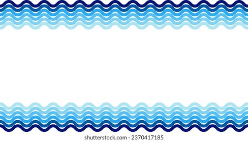 Abstract wavy line background pattern in blue colors. Water, sea, ocean simple geometric frame. Vector illustration design.