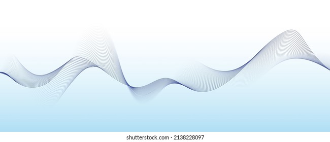 Abstract wavy line banner on white and blue gradient background