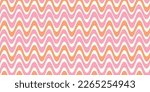 Abstract wavy line design background banner. Vector geometric seamless border element in pink and orange. Groovy 70s pattern.