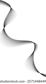 Abstract wavy line dots halftone dynamic smooth flowing gradient black white isolated on transparent background concept of technology, digital, communication, science, music vector illustration
