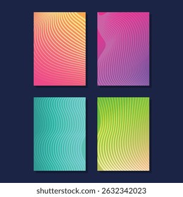 Fondos de degradado de línea ondulada Abstractas - Conjunto de patrón de Vector fluido colorido