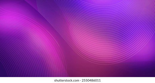 Linha ondulada abstrata com fundo roxo gradiente, ilustração de fundo brilhante neon adequado para fundos de álbuns de música, convites de luxo, eventos de prêmios, banners, cartazes e apresentações.