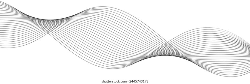 Abstractas Línea Ondulada. Línea ondulada Horizontal divisor contorno minimalista art.Thin línea ondulada abstracto fondo de Vector. Patrón sin fisuras de onda de curva. Plantilla gráfica de rayas. 