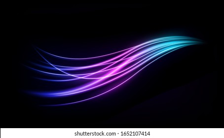 Abstract wavy line of light, isolated and easy to edit. Vector Illustration