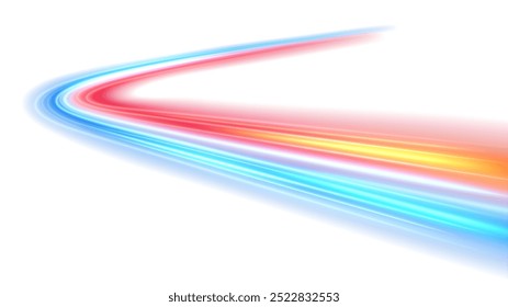 Abstract Wavy Line of Light Isolated on White Background, Vector Illustration